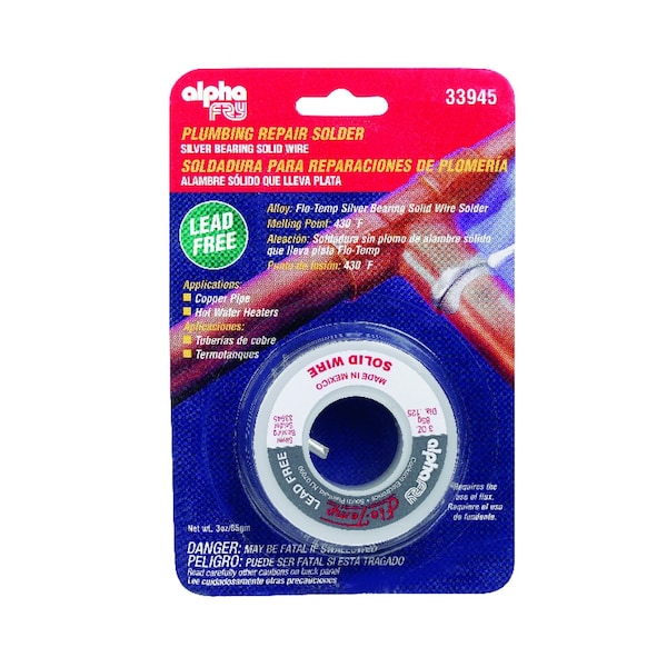 Alpha Fry 3 oz Lead-Free Plumbing Solder 0.125 in. D Silver-Bearing Alloy 1 pc 33945 - main